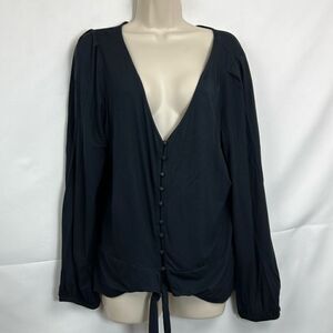 Venus Black knit button-front top with tie waist size XL NWOT
